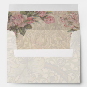 Vintage Romance Couple Antique Roses Wedding Envelope