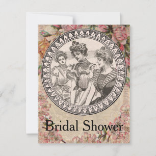 Vintage Romance Couple Antique Roses Wedding Invitation
