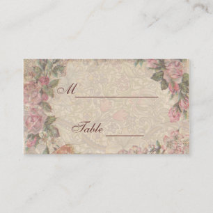 Vintage Romance Couple Antique Roses Wedding Place Card