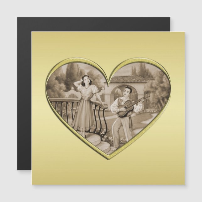 Vintage Romance couple, man and woman, gold (Front/Back)