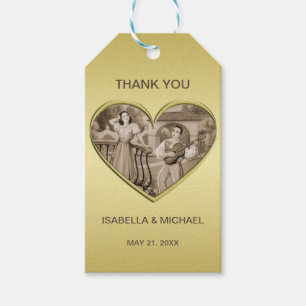 Vintage Romance couple, man and woman, gold Gift Tags