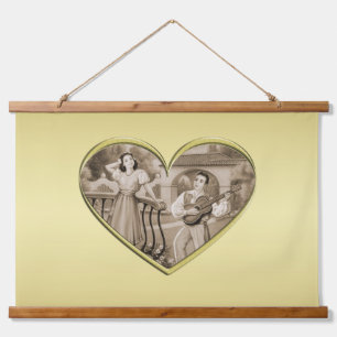 Vintage Romance couple, man and woman, gold Hanging Tapestry