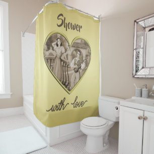 Vintage Romance couple, man and woman, gold Shower Curtain