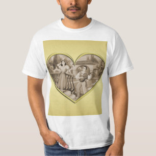 Vintage Romance couple, man and woman, gold T-Shirt