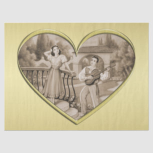 Vintage Romance couple, man and woman, gold Tissue Paper