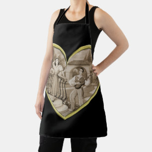 Vintage Romance couple, man and woman love Apron