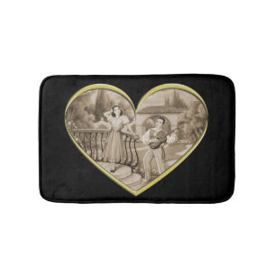 Vintage Romance couple, man and woman love Bath Mat
