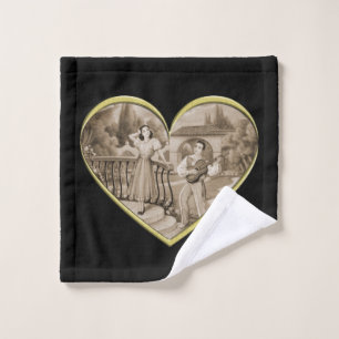 Vintage Romance couple, man and woman love Bath Towel Set