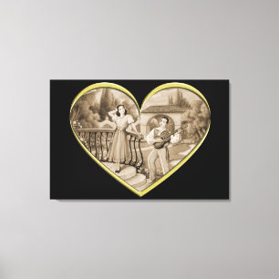 Vintage Romance couple, man and woman love Canvas Print