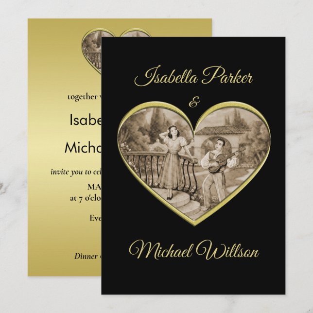 Vintage Romance couple, man and woman love Invitation (Front/Back)