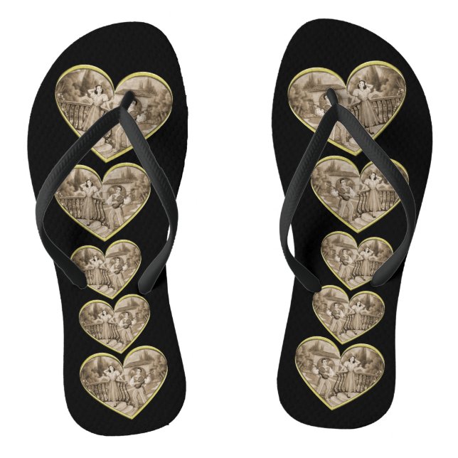 Vintage Romance couple, man and woman love Jandals (Footbed)