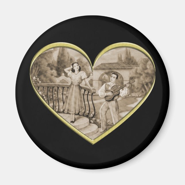 Vintage Romance couple, man and woman love Magnet (Front)