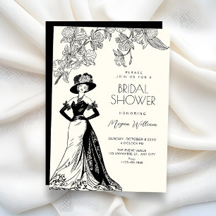 Vintage romance elegant bridal shower invitation