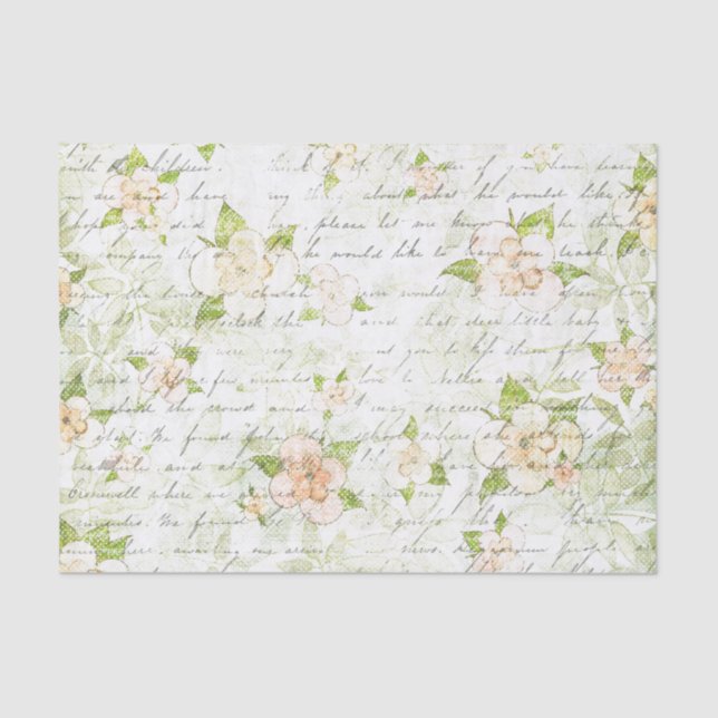 Vintage Romance Floral Shabby Tissue Paper (Front)