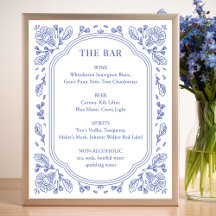 Vintage Romance Floral Wedding Bar Sign