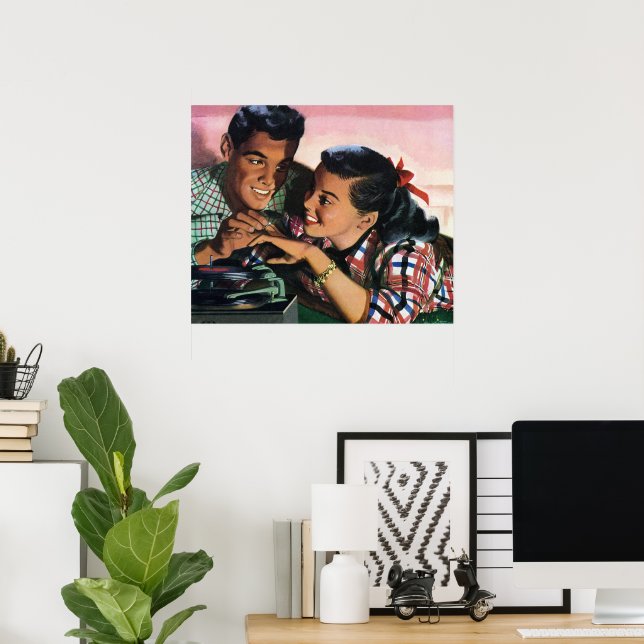 Vintage Romance, High School Sweethearts in Love Poster (Home Office)