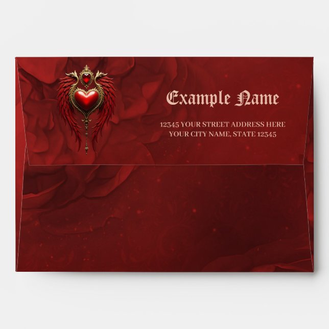 Vintage romance with a heart and wings.  envelope (Back (Top Flap))