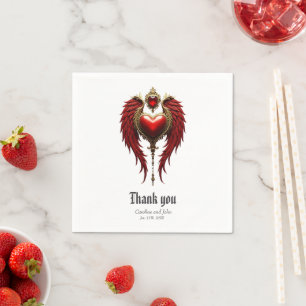 Vintage romance with a heart and wings napkin