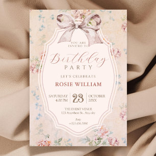 Vintage romantic birthday invitation