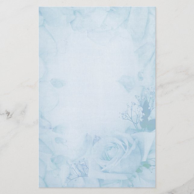 Vintage Romantic Blue Rose Stationery (Front)