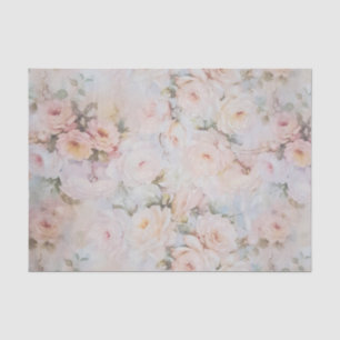 Vintage romantic blush pink ivory roses floral tissue paper