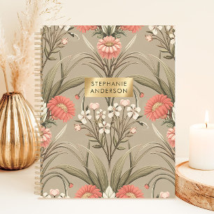 Vintage Romantic Botanical Floral Custom Name Planner