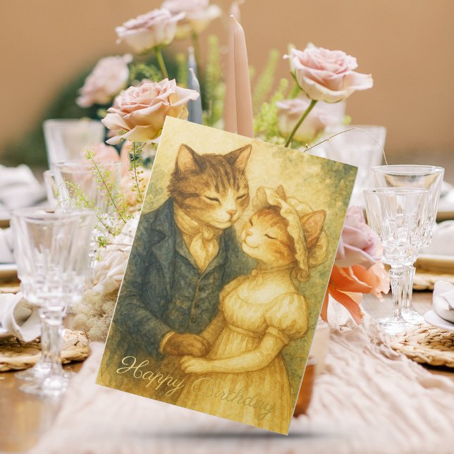 Vintage Romantic Cat Pride and Prejudice Birthday (Creator Uploaded)