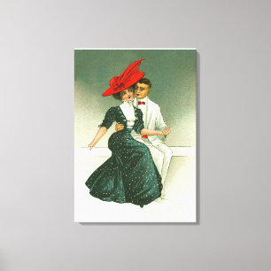 Vintage romantic couple canvas print