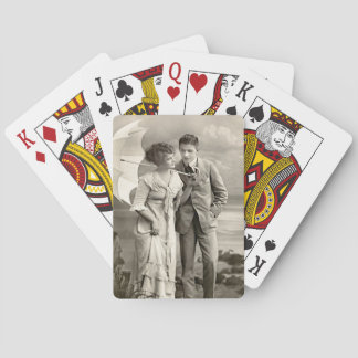 Vintage Romantic Couple with Parasol Playing Cards