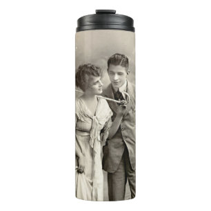 Vintage Romantic Couple with Parasol Thermal Tumbler
