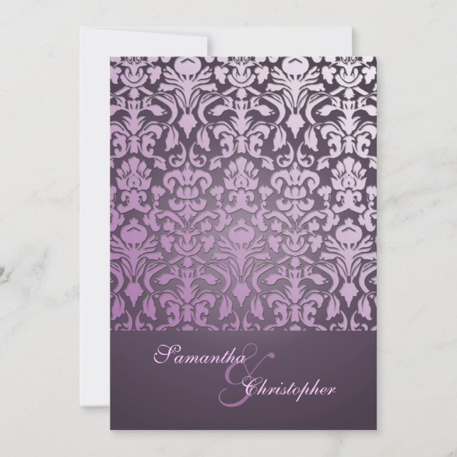 Vintage + Romantic Damask 5x7 Wedding Invitations (Front)