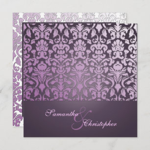 VINTAGE+ROMANTIC DAMASK/PURPLE/INVITATIONS INVITATION