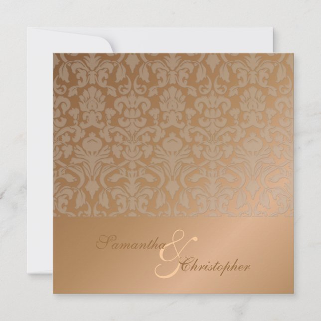 Vintage + Romantic Damask Wedding Invitations (Front)