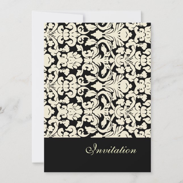 Vintage + Romantic Damask Wedding Invitations (Front)