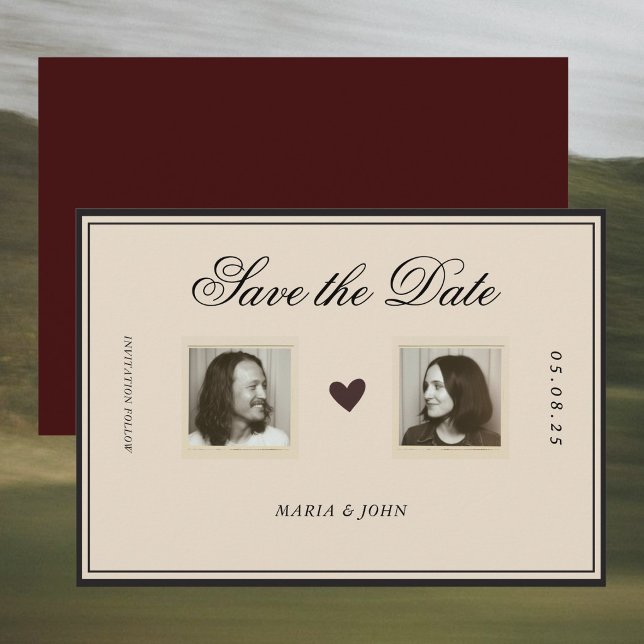 Vintage Romantic Editorial Photo Save the Date (Creator Uploaded)