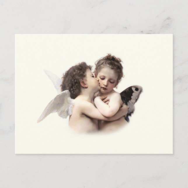 Vintage Romantic First Kiss Cupid and Psyche Postcard (Front)