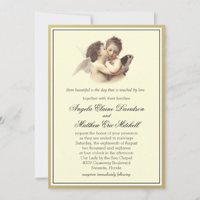 Vintage Romantic First Kiss Invitation (Front)
