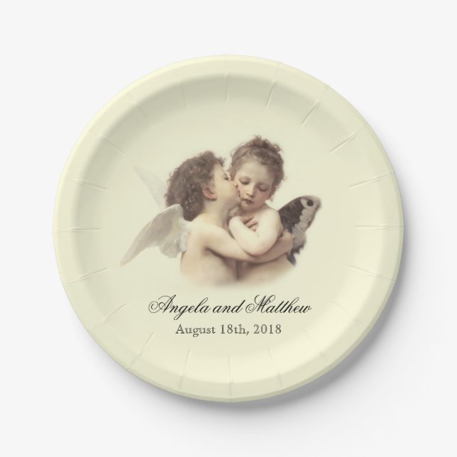 Vintage Romantic First Kiss Paper Plate (Front)