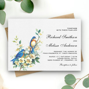 Vintage Romantic Floral Birds Wedding Invitation