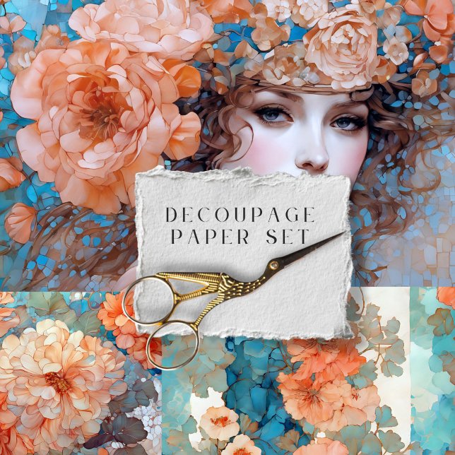 Vintage Romantic Floral Portrait Decoupage Paper  (Creator Uploaded)