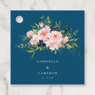 Vintage Romantic Florals in Blue Wedding Favour Tags