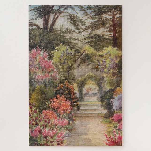 Vintage Romantic Garden Path in Spring Jigsaw Puzzle (Vertical)
