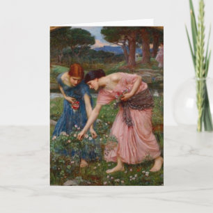 Vintage Romantic Garden Women Pre-Raphaelite Card