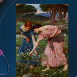 Vintage Romantic Garden Women Pre-Raphaelite Card
