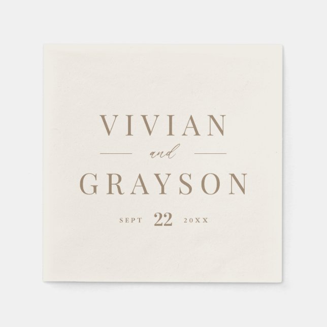 Vintage Romantic Gold and Ivory Wedding Napkins (Front)