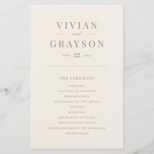 Vintage Romantic Gold and Ivory Wedding Program