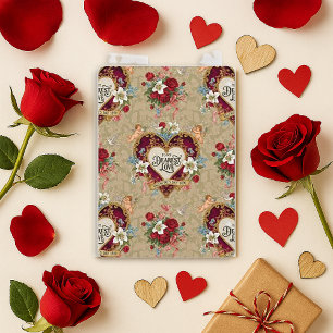 Vintage Romantic Heart Valentine Holiday Card