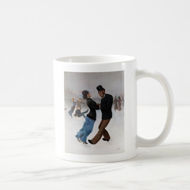 Vintage Romantic Ice Skaters Coffee Mug (Right)