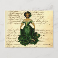 Vintage Romantic Irish Clover Dress Lady