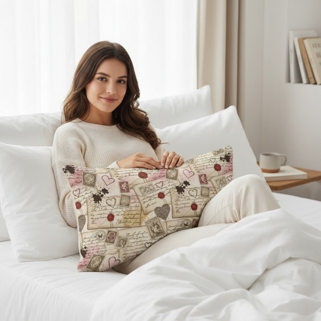 Vintage Romantic Love Letters & Wax Seals Lumbar Cushion (Creator Uploaded)